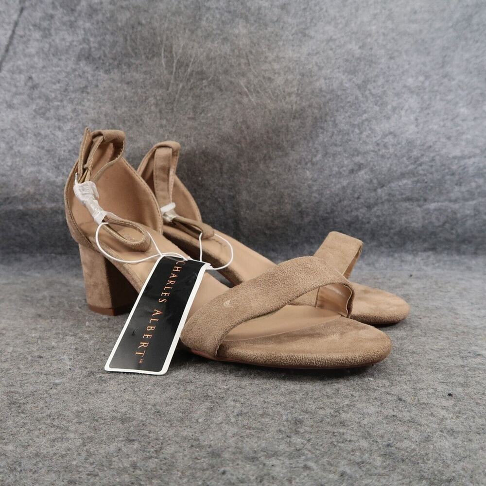 Charles Albert Shoes Womens 10 Pump Sandals Block Heel Ankle Strap Fashion Wide